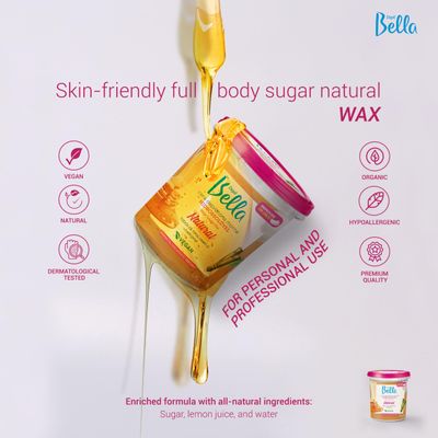DEPIL BELLA Brazilian Sugar Wax, Hair Removal Wax for Personal &amp; Professional Use, Organic, Natural, Vegan, Washable, All Skin Types - 2.87lbs