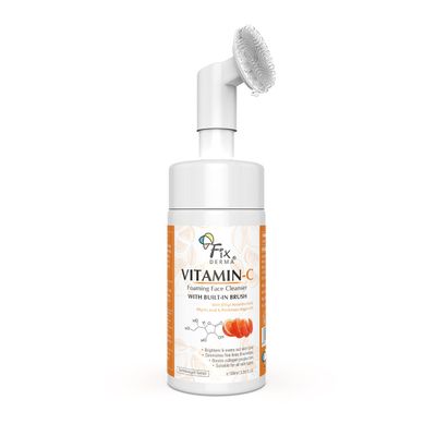 Fixderma 2% Vitamin C Foaming Face Cleanser with Brush, Face wash for Women &amp; Men, Foaming Cleanser for skin tone, Reduces fine lines &amp; wrinkles, Exfoliates the skin - 3.38 FL. OZ