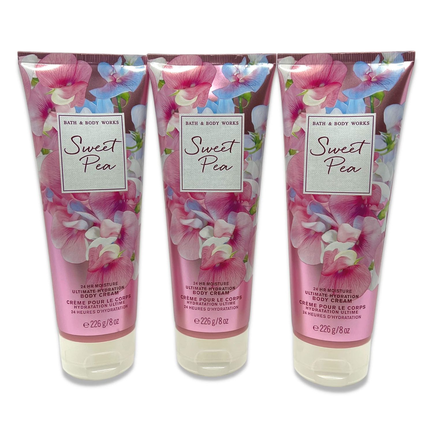 Bath &amp; Body Works Sweet Pea Body Cream - Ultimate Hydration - 8oz each - Pack of 3