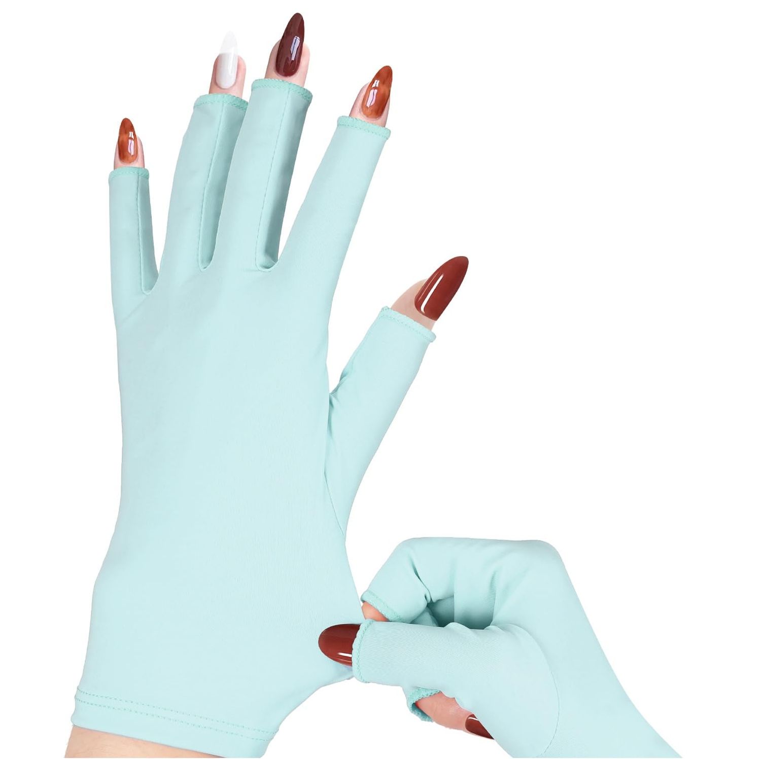 chemotex UV Nail Gloves, Professional UPF50+ Protection UV Gloves for Gel Manicures, Art Skin Care UV Gloves for Gel Nail Lamp, Fingerless Gloves for Protect Hands from Harm, Blue