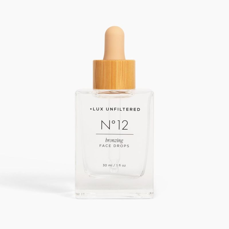 + Lux Unfiltered N°12 Bronzing Face Drops in Fragrance Free, Self Tanning Face Drops, Hyaluronic Acid, Vitamin E, Passionfruit Oil, Gluten Free, Cruelty Free + Vegan Free Self Tanner