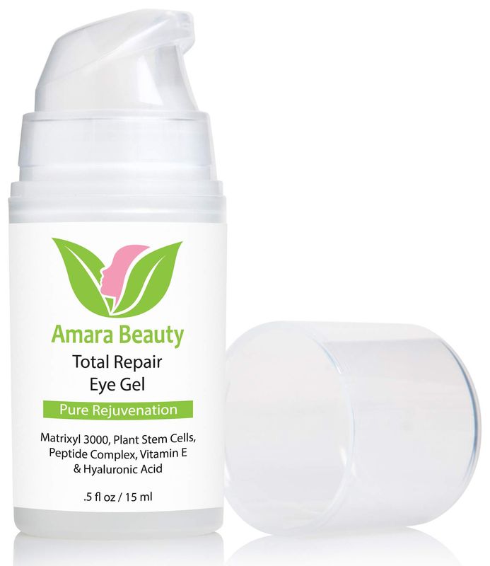 Amara Beauty Eye Cream Gel for Dark Circles and Puffiness with Peptides &amp; Hyaluronic Acid, 0.5 fl. oz.
