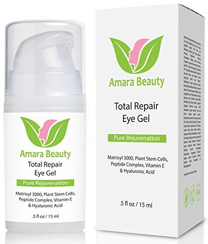 Amara Beauty Eye Cream Gel for Dark Circles and Puffiness with Peptides &amp; Hyaluronic Acid, 0.5 fl. oz.
