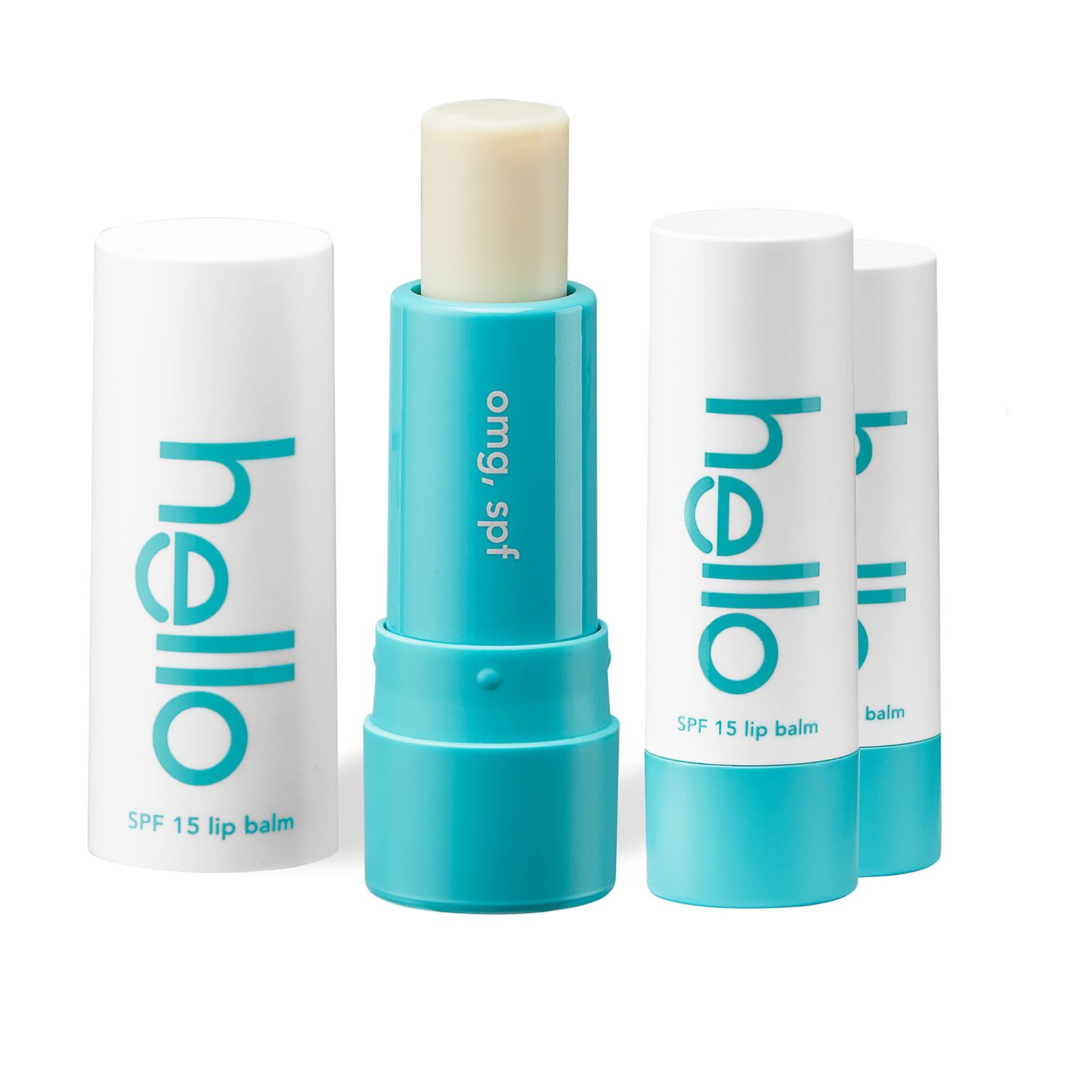 Hello Moisturizing Vegan Lip Balm SPF 15, Sweet Mint, Beeswax Free, Petrolatum Free, and Parabens Free, 0.15 Ounce (Pack of 3)