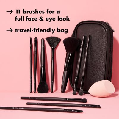 e.l.f. Full Face &amp; Eye Makeup Brush Set, 11 Makeup Brushes For Foundation To Bronzer, Eyeshadow &amp; More, Vegan &amp; Cruelty-Free