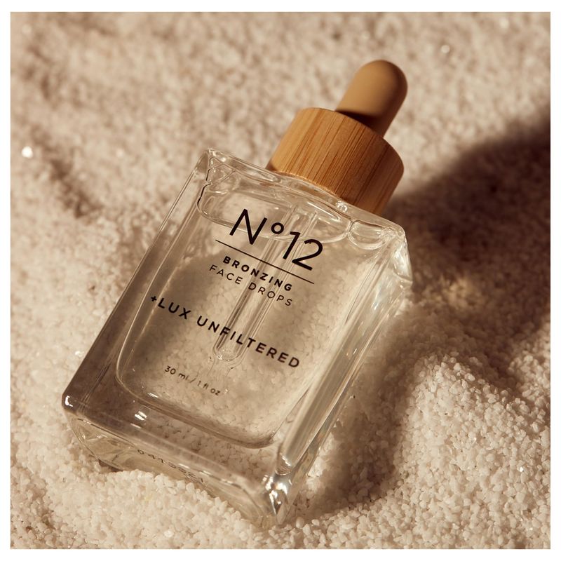 + Lux Unfiltered N°12 Bronzing Face Drops in Fragrance Free, Self Tanning Face Drops, Hyaluronic Acid, Vitamin E, Passionfruit Oil, Gluten Free, Cruelty Free + Vegan Free Self Tanner