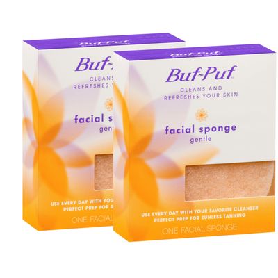 Buf-Puf Gentle Facial Sponge, Dermatologist Developed, Removes Deep Down Dirt &amp; Makeup That Causes Breakouts and Blackheads, Reusable, Exfoliating, 2 Count
