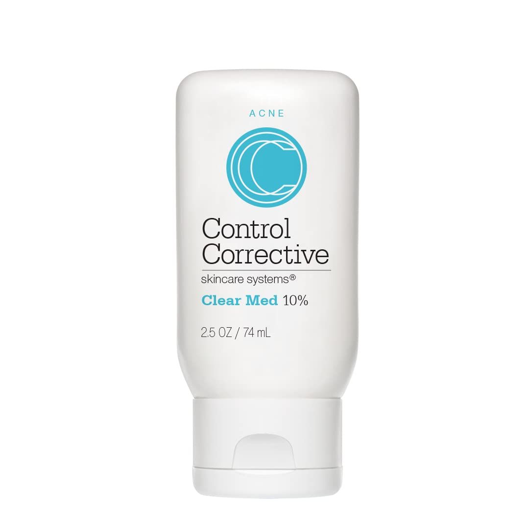 CONTROL CORRECTIVE Clear Med 10% Acne Treatment Lotion, 2.5 Oz - Kills Acne Bacteria, Helps Clear &amp; Control Breakouts, Benzoyl Peroxide, 3% Sulfur To Improve Efficacy And Dry Up Blemishes, Penetrates