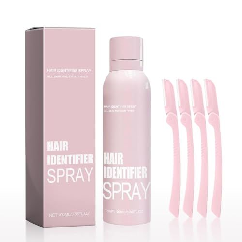enttgo Hair Identifier Spray for Face Shaving, Skin Body Hair Identifying Spray With Razors,Hair identifier Spray for Face Dermaplaning, Moisturizing and Skin Care Dermaplaner Spray(Spray Plus Razor)