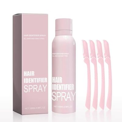 enttgo Hair Identifier Spray for Face Shaving, Skin Body Hair Identifying Spray With Razors,Hair identifier Spray for Face Dermaplaning, Moisturizing and Skin Care Dermaplaner Spray(Spray Plus Razor)