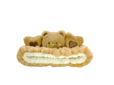 Eluckya Kawaii Spa Headband,Cute Bear Headband for Women Skin Care, Makeup and Wash - Soft Microfiber Coral Fleece Towel Headband for Girls Hair(Brown,Bear