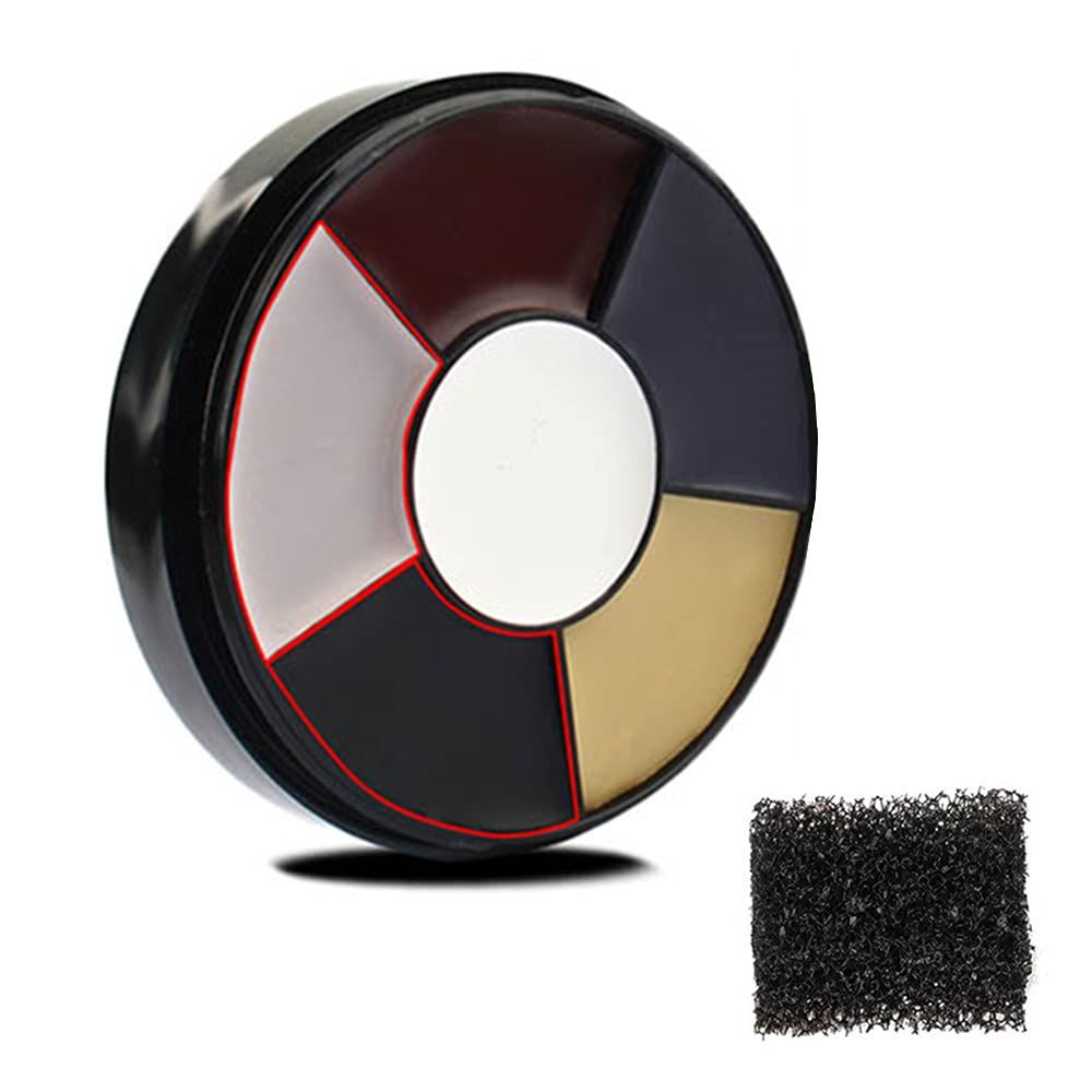 Go Ho Clown White Black Face Body Makeup,6 Colors Wheel for Special Effects Zombie Makeup Kit,Halloween Professional Makeup Palettes with Sponge,Non Toxic