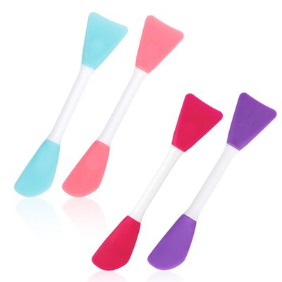 4pcs Silicone Face Mask Applicator, Dual-Head Mask Brushes Facial Mask Brush Applicator Soft Face Mask Spatula Beauty Brush Tool for Applying Mud Mask Lotion Skincare Cream (4 Colors)