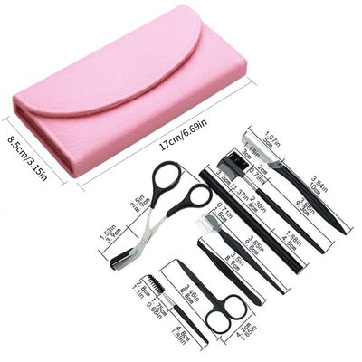 8PCS/SET Professional Eyebrow Shaping Grooming Kit - Beauty Tools Set with Leather Bag Eyebrow Grooming Kit for Women & Men, Eyebrow Trimming Kit With Razor Eyebrow Scissors and Brush with Comb