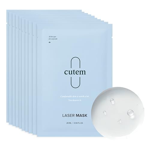 Cutem Laser Mask (Pack of 10) - Fast Soothing, Deep Hydration Facial Sheet Mask for Sensitive, All Skin Types, Korean Skin Care. Aloe Vera, Panthenol.