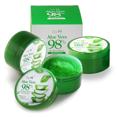 by.H Organic Aloe Vera Soothing Gel-Natural Moisturizer for Skin and Hair, Effective for Sunburns, Razor Burns, Non-Greasy Formula, Skincare [Made in Korea] (Jar Type-3 Pack)