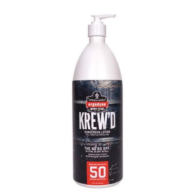 Ergodyne KREWD 6355 Sunscreen Lotion, Broad Spectrum SPF 50, Water Resistant, 32 oz, White
