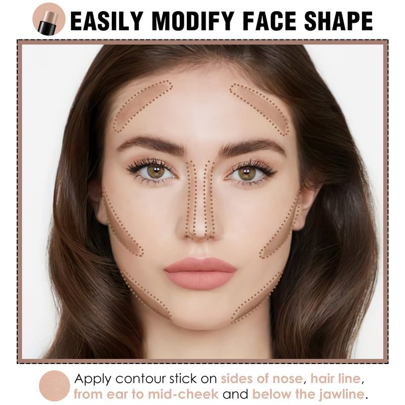 FOCALLURE Cream Contour Stick, Matte Bronzer Stick, Professional Face Shaping &amp; Contouring Stick Makeup, Easy to Apply with Buildable Coverage, Long Lasting &amp; Sweatproof, TORTILLA