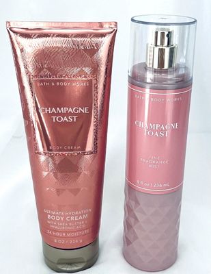 Bath and Body Works - Champagne Toast - Fine Fragrance Mist and Ultra Shea Body Cream - Full Size -2019