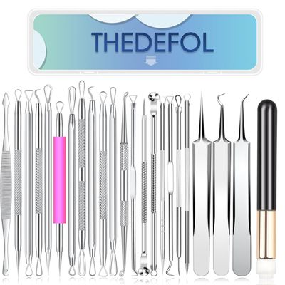 23PCS Blackhead Remover Tools, Pimple Popper Extractor, Acne Blemish Removal, Comedone Popping Zit, with Nose Brush, Stainless Steel