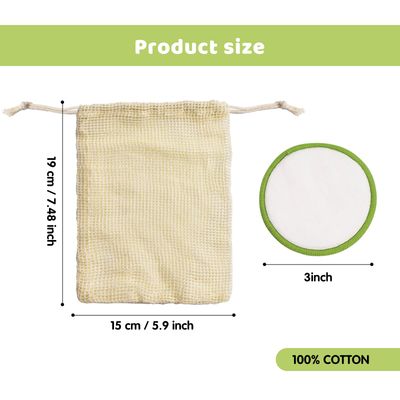 20 Pcs Reusable Makeup Remover Face Pads with Laundry Bag Washable Soft and Comfortable Cleaning Face Skin for All Skin Types.