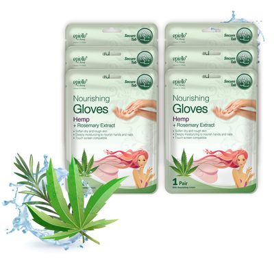 Epielle Nourishing Hand Masks - Hemp + Rosemary Extract for Deep Moisturizing 100% Vegan &amp; Cruelty-Free (Gloves 6pk) For Dry Hand Spa Masks | Skincare Party Favors. STOCKING STUFFERS!!