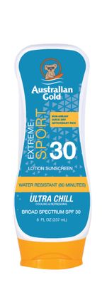 Australian Gold Extreme Sport Sunscreen Lotion SPF 30, 8 Ounce | Broad Spectrum | Sweat &amp; Water Resistant | Non-Greasy | Oxybenzone Free | Cruelty Free