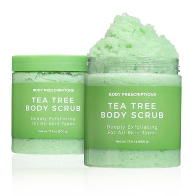 Body Prescription Deep Exfoliating Body Scrub - Cruelty-Free Formula for All Skin Types, 17.64 Ounce (Pack of 2), Tea Tree