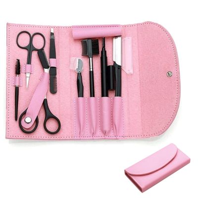 8PCS/SET Professional Eyebrow Shaping Grooming Kit - Beauty Tools Set with Leather Bag Eyebrow Grooming Kit for Women &amp; Men, Eyebrow Trimming Kit With Razor Eyebrow Scissors and Brush with Comb