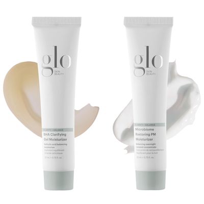 Glo Skin Beauty Clear Skin Hydration Duo Travel Size Skincare Set Includes BHA Clarifying Gel Moisturizer + Microbiome Restoring PM Moisturizer - For Clear Skin On The Go