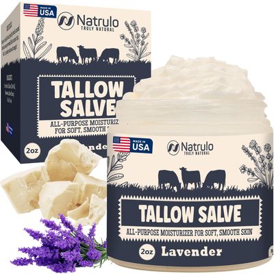 Beef Tallow Salve - All Natural Grass Fed Beef Tallow &amp; Honey All Purpose Balm - Moisturizing Body Salve Great for Eczema, Cracked, Dry, Itchy, Irritated Skin - Skin Repair Skincare Made in USA
