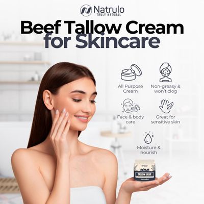 Beef Tallow Salve - All Natural Grass Fed Beef Tallow & Honey All Purpose Balm - Moisturizing Body Salve Great for Eczema, Cracked, Dry, Itchy, Irritated Skin - Skin Repair Skincare Made in USA