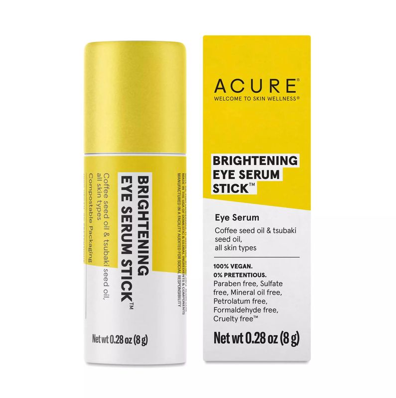 Acure Brightening Eye Serum Stick, Eye Serum, Coffee Seed Oil &amp; Tsubaki Seed Oil, For All Skin Types, 0.28 oz