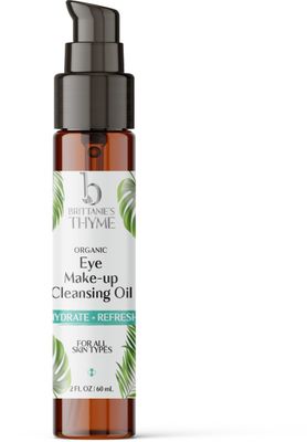 Brittanie&#39;s Thyme Organic Eye Makeup Cleansing Oil (Serum) 1oz | Gentle Anti-Aging, Hydrating Serum For Wrinkles, Fine Lines, Dark Circles, Puffiness, Bags w/Vitamin E &amp; Squalane Oil