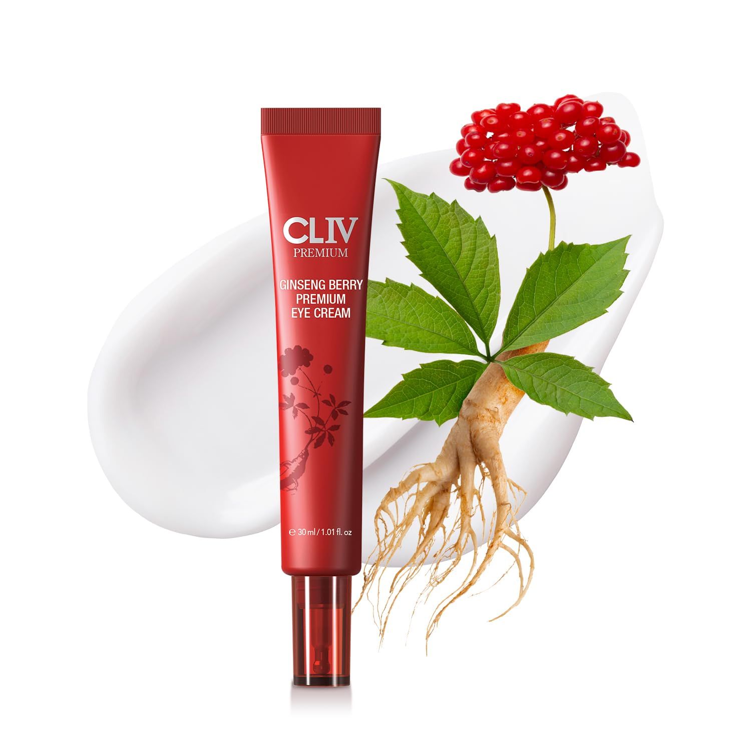 CLIV Ginseng Berry Premium Eye Cream, Moisturizing Eye Cream for Puffy Eye Area, With Ginseng Berry Fermentation Filtrate, Massage Cream for Tired Eyes, Authentic Korean Skincare