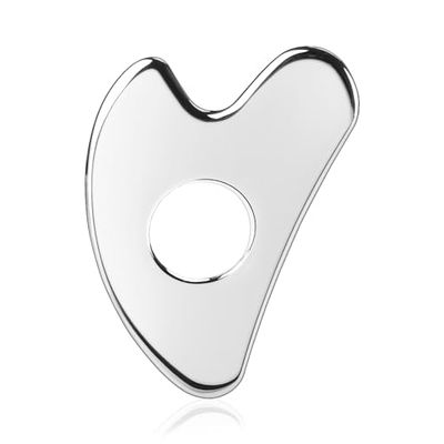 BTYMS Gua Sha Facial Tools Stainless Steel, Heart Shaped Guasha Tool with Hole Metal Face Sculpting Tool Skin Care Massage Scraper