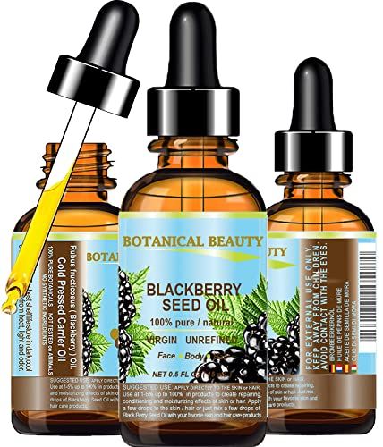 Botanical Beauty BLACKBERRY SEED OIL 100% Pure Natural Virgin Unrefined Cold Pressed Undiluted Carrier Oil. 0.5 Fl. oz -15 ml. for Face, Skin, Body, Hair, Lip, Nails