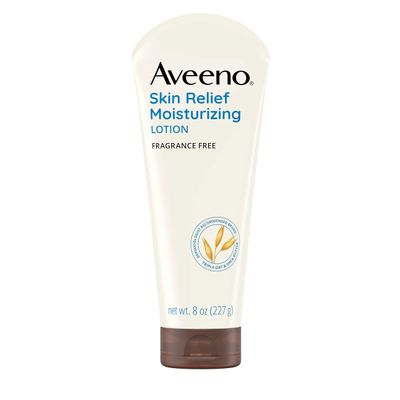 Aveeno Skin Relief 24-Hour Moisturizing Lotion for Sensitive Skin with Natural Shea Butter &amp; Triple Oat Complex, Unscented Therapeutic Lotion for Extra Dry, Itchy Skin, 8 fl. oz
