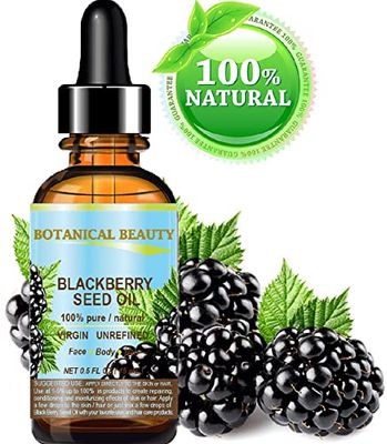Botanical Beauty BLACKBERRY SEED OIL 100% Pure Natural Virgin Unrefined Cold Pressed Undiluted Carrier Oil. 0.5 Fl. oz -15 ml. for Face, Skin, Body, Hair, Lip, Nails