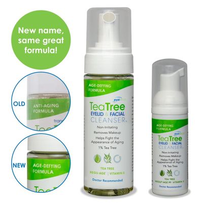 Eye Eco Age-Defying Tea Tree Eyelid and Facial Cleanser -Hydrating &amp; Non-Irritating Cleanser - Infused with Shea Butter &amp; Vitamin E - Vegan and Gluten-Free -180mL