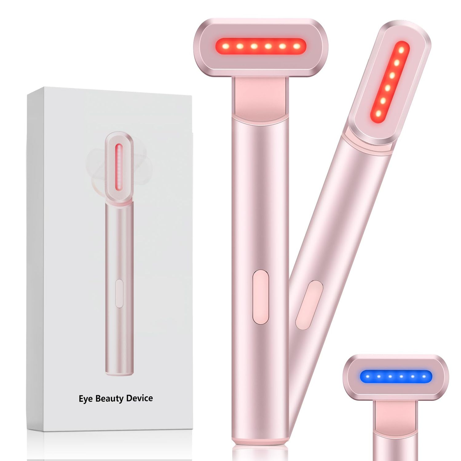 4-in-1 Light-Therapy-Wand,Red Light Therapy for Face and Neck - Microcurrent Facial Device for Anti-Aging - Face &amp; Eye Massager Skincare (2 Colors led light)