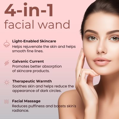 4-in-1 Light-Therapy-Wand,Red Light Therapy for Face and Neck - Microcurrent Facial Device for Anti-Aging - Face &amp; Eye Massager Skincare (2 Colors led light)