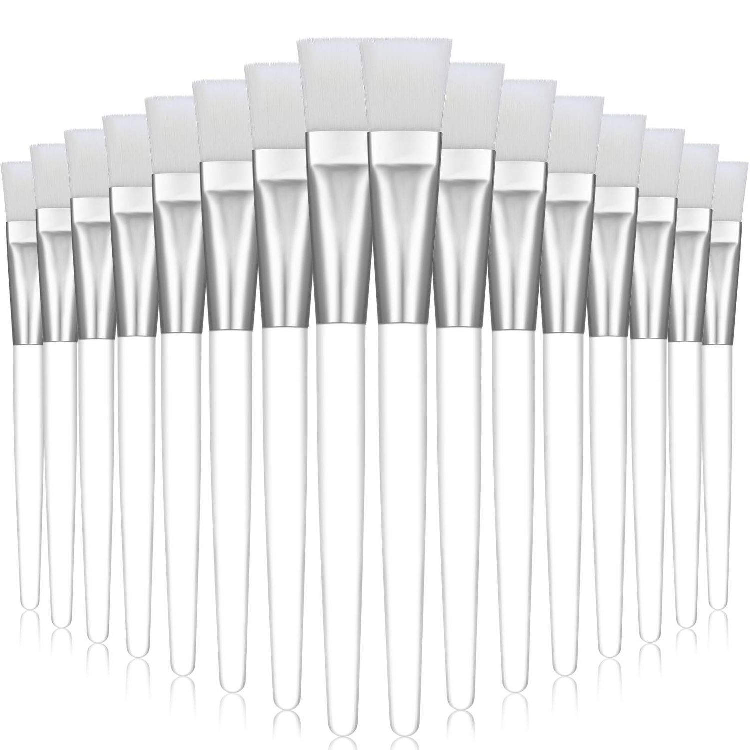 16 Pieces Facial-Mask Brush Face-Mask Applicator Soft Facial Application Brush with Clear Plastic Handle for Skin Care, Body Butter Applicator Tools (White)