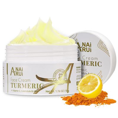 ANAI RUI Facial Moisturuzier, Turmeric Face Cream with Vitamin C for Hydrating, Firming, Tightening Skin, Turmeric Vitamin C Cream for Dark Spots, Dry Skin, 1.76 OZ