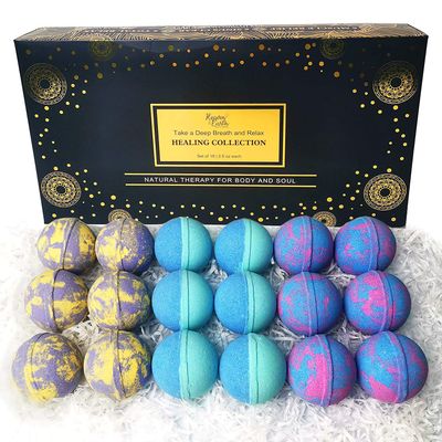 Aromatherapy Bath Bombs Set for Women &amp; Men! Healing Essential Oil Bath Bombs Gift Box with 18 Large Natural Moisturizing Bath Bombs. Bulk Wrapped Bath Bombs Gift Set for Dry Skin