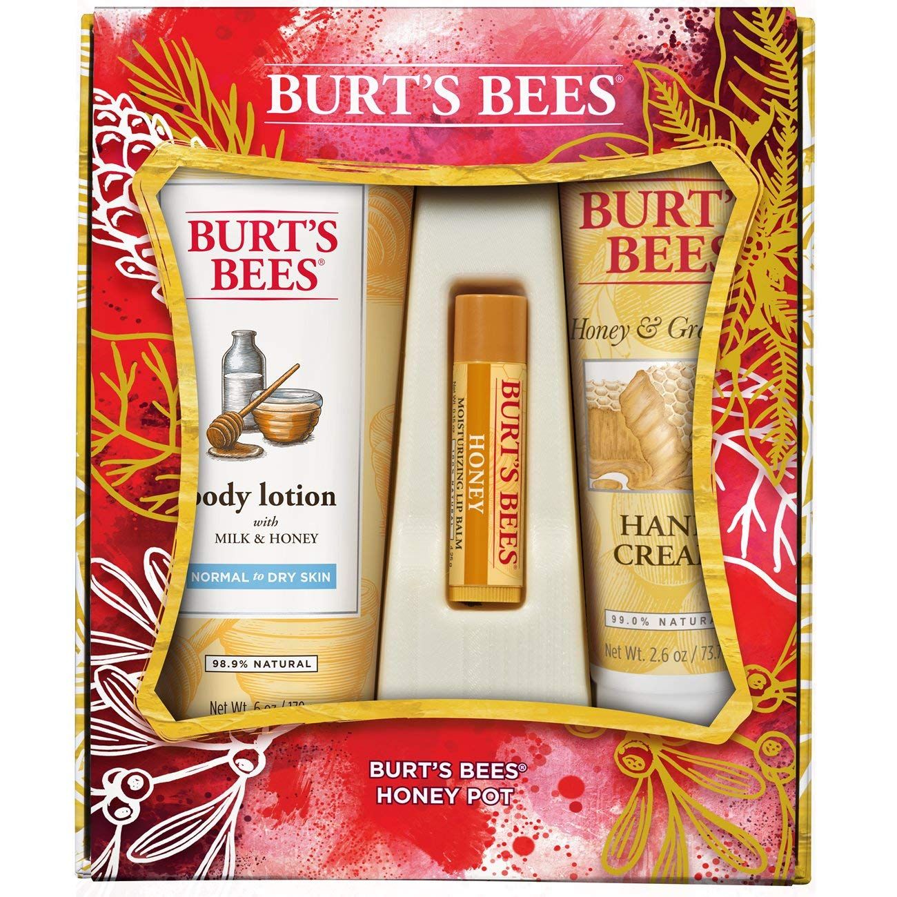Burt&#39;s Bees Honey Pot Gift Set, 3 Honey Skin Care Products - Milk &amp; Honey Body Lotion, Honey &amp; Grapeseed Hand Cream and Honey Lip Balm