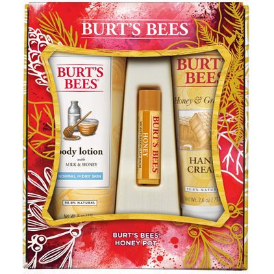Burt&#39;s Bees Honey Pot Gift Set, 3 Honey Skin Care Products - Milk &amp; Honey Body Lotion, Honey &amp; Grapeseed Hand Cream and Honey Lip Balm