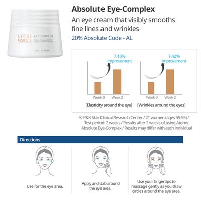 GASHINA STORY Atomy Absolute CellActive Eye Complex 40ml (1.4. FL. OZ.) Eye Cream for Face, Skin Care Routine.