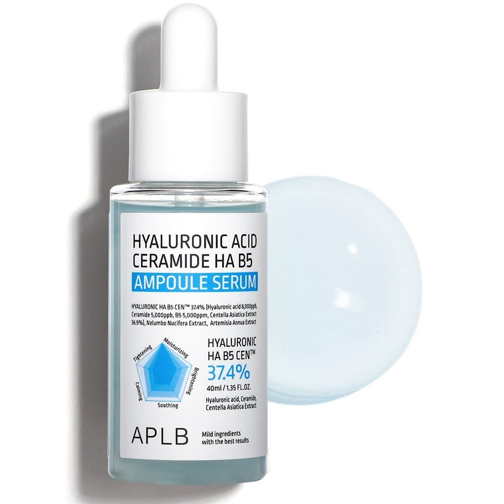 APLB Hyaluronic Acid Ceramide HA B5 Ampoule Serum | HYALURONIC HA B5 CEN 37.4% 1.35 FL.OZ/Korean Skincare, Long lasting moisturizing, Revitalize for gentle and improve skin texture