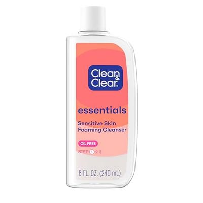 Clean &amp; Clear Essentials Foaming Facial Cleanser, Oil-Free Daily Face Wash with Glycerin to Remove Acne Breakout-Causing Dirt, Oil &amp; Makeup Without Over-Drying, 8 Fl Oz (Packaging may vary)